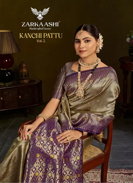 Kanchi Pattu Vol 03 By Zarkaashi Banarasi Zari Tissue Saree Wholesale Online